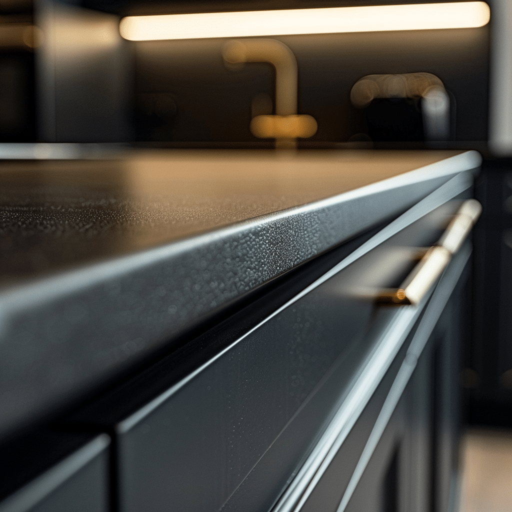 Close-up matzwarte afwerking