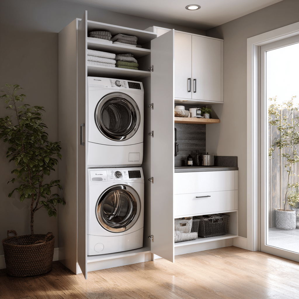 Wasmachinekast gestapeld