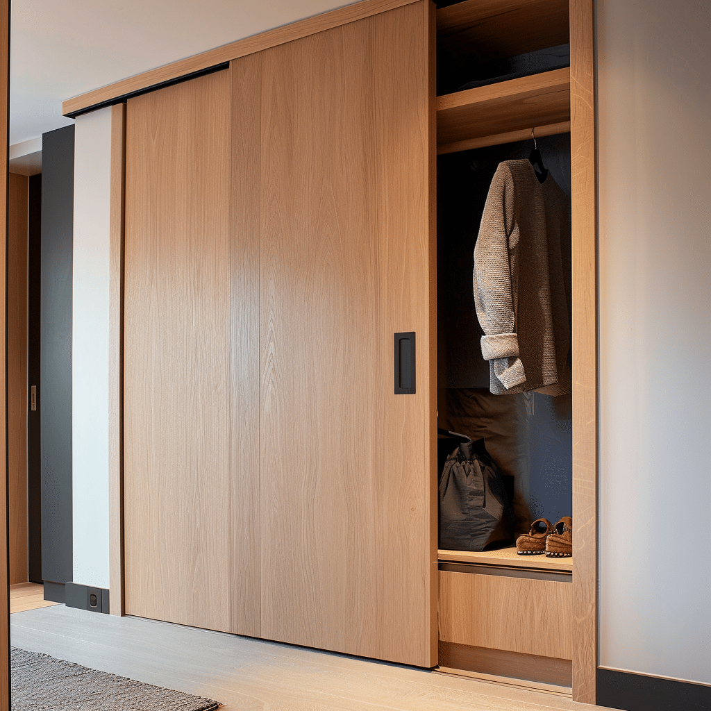 Houten inbouwkast in de hal