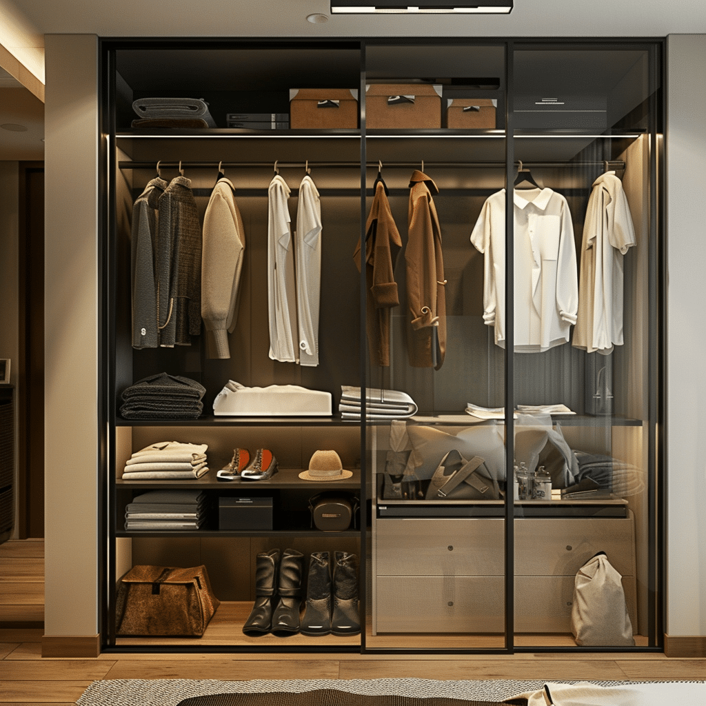 Kledingkast met glazen deuren